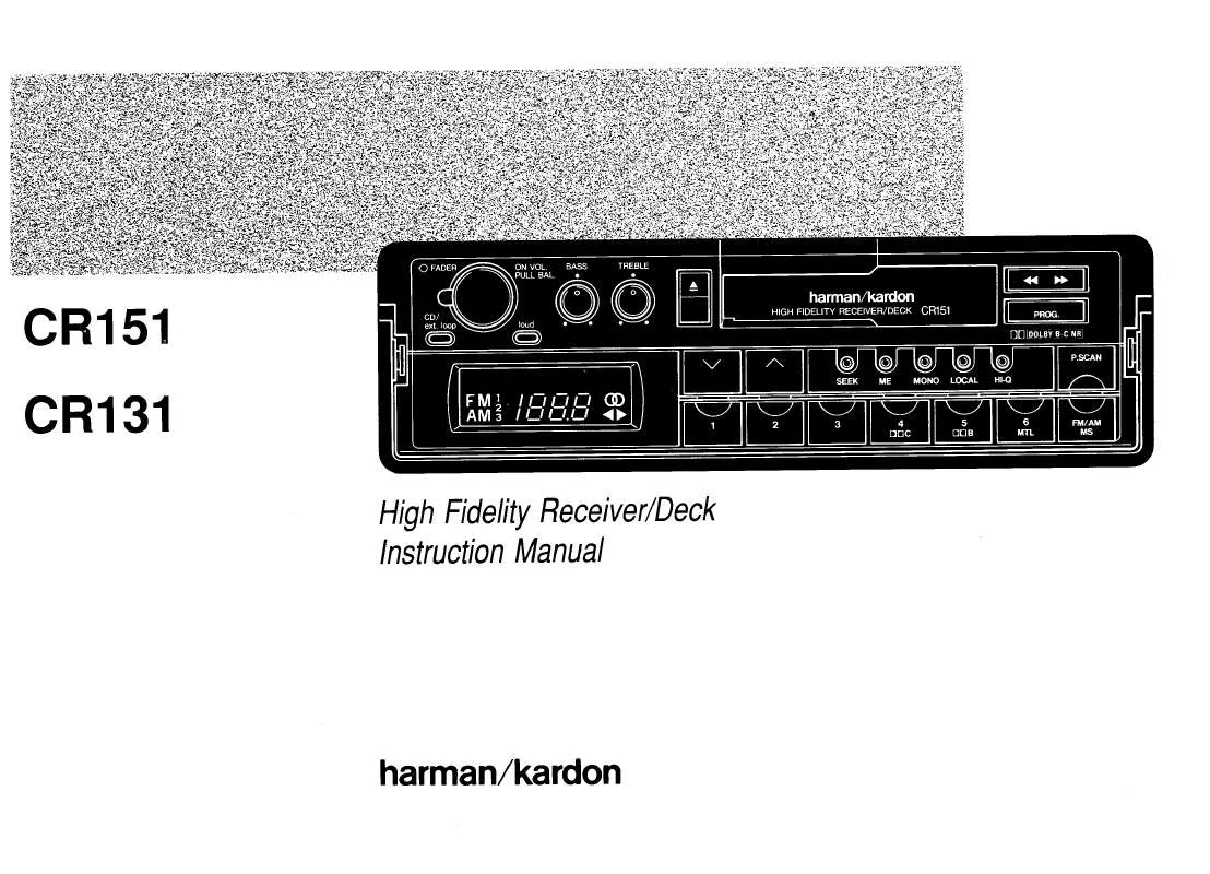 Mode d'emploi HARMAN KARDON CR131