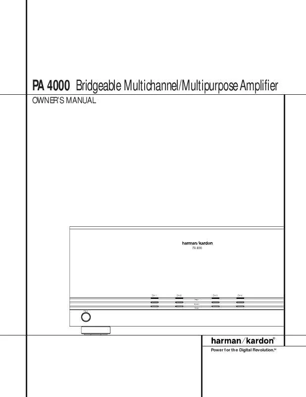 Mode d'emploi HARMAN KARDON PA 4000