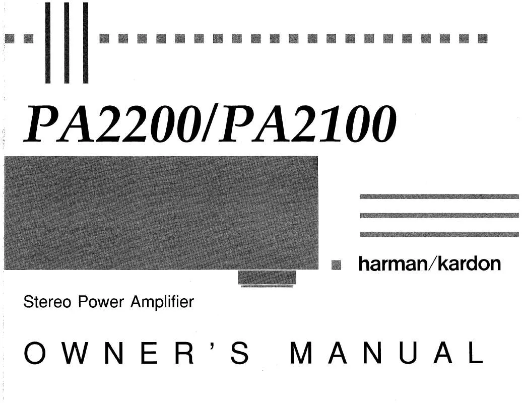 Mode d'emploi HARMAN KARDON PA2100