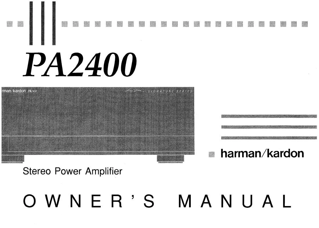 Mode d'emploi HARMAN KARDON PA2400