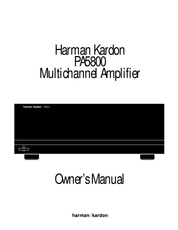 Mode d'emploi HARMAN KARDON PA5800