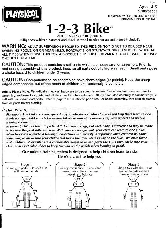 Mode d'emploi HASBRO 1-2-3 BIKE 1997 BOYSGIRLS