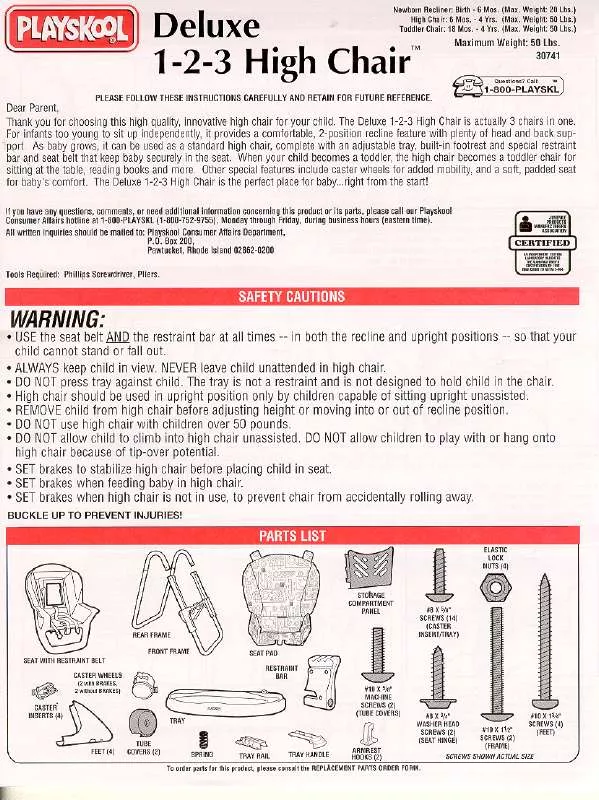 Mode d'emploi HASBRO 1-2-3 HIGH CHAIR DELUXE