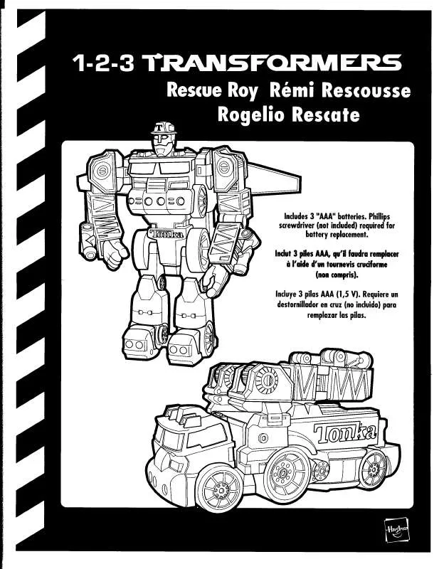 Mode d'emploi HASBRO 1-2-3 TRANSFORMERS REMI RESCOUSSE RESCUE ROY