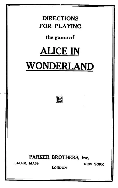 Mode d'emploi HASBRO ALICE IN WONDERLAND