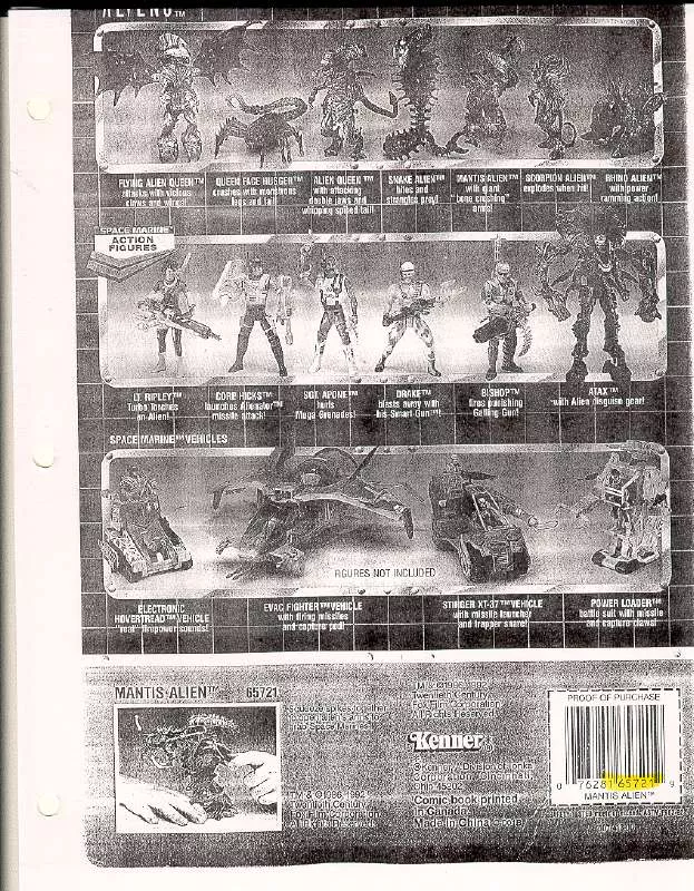 Mode d'emploi HASBRO ALIENS LISTING