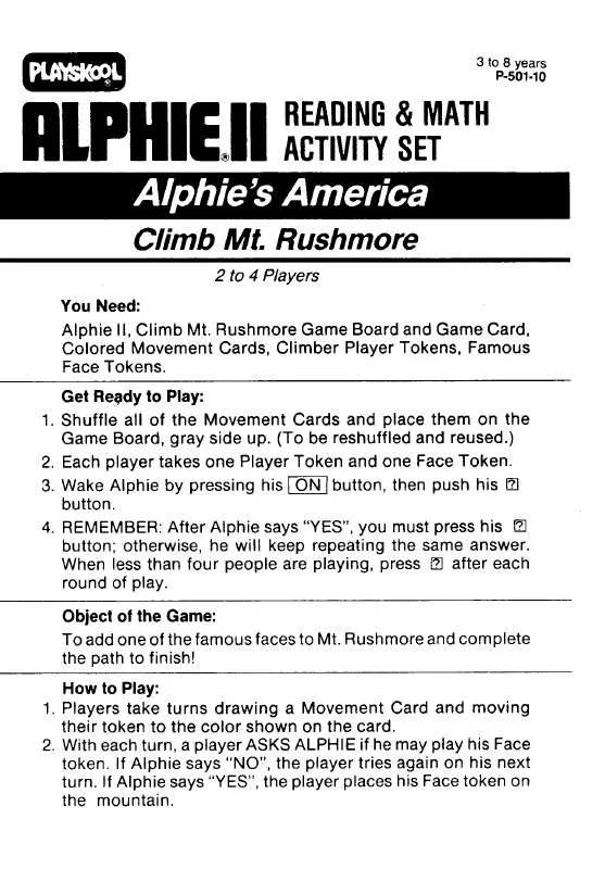 Mode d'emploi HASBRO ALPHIE II CLIMB MT. RUSHMORE