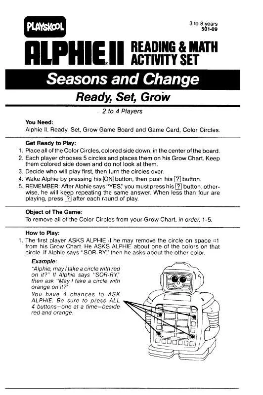 Mode d'emploi HASBRO ALPHIE II SEASONS AND CHANGE