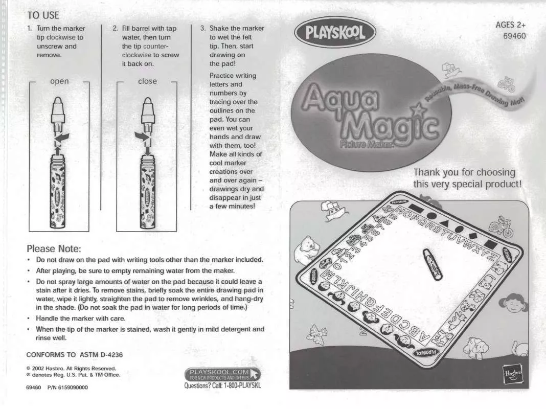 Mode d'emploi HASBRO AQUA MAGIC