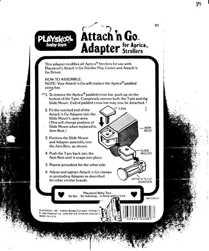 Mode d'emploi HASBRO ATTACH N GO ADAPTOR FOR APRICA STROLLERS