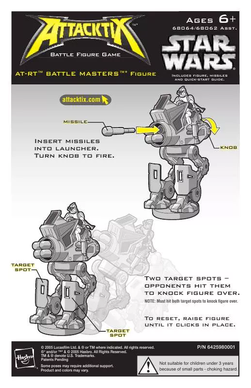 Mode d'emploi HASBRO ATTACKTIX STAR WARS AT RT BATTLE MASTERS FIGURE