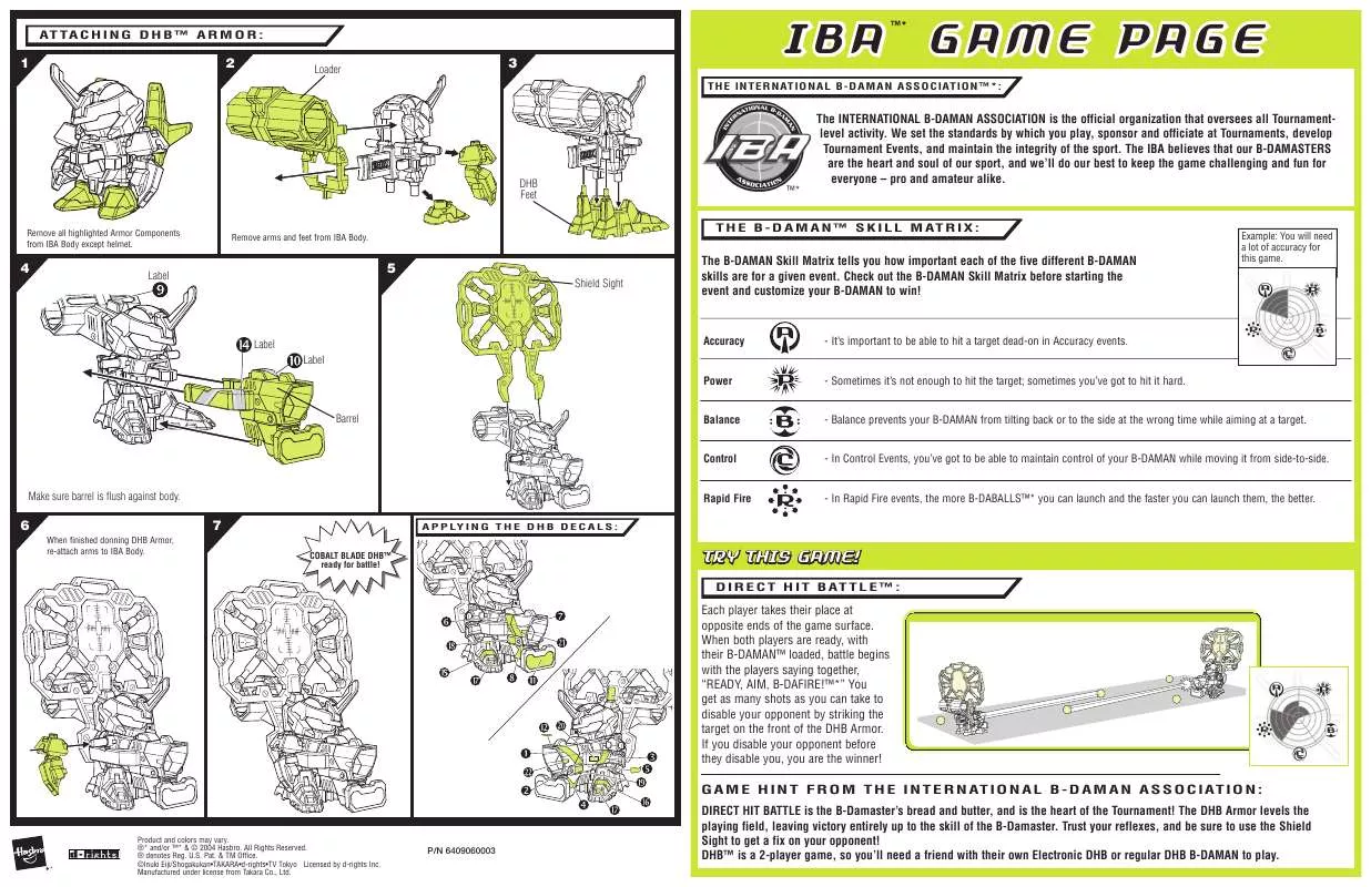 Mode d'emploi HASBRO B DAMAN COBALT