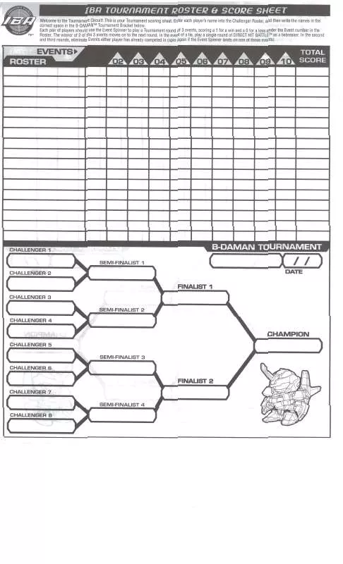 Mode d'emploi HASBRO B DAMAN IBA TOURNAMENT ROSTER SCORE SHEET