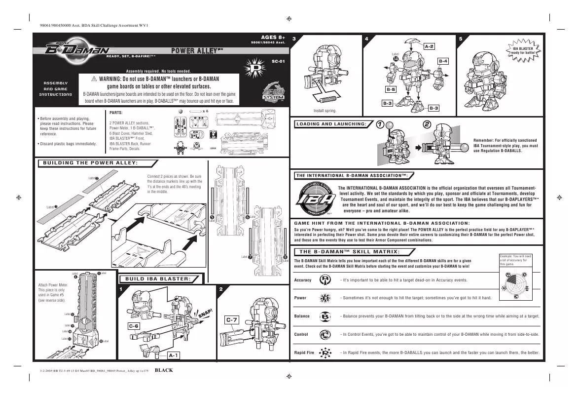 Mode d'emploi HASBRO B DAMAN POWER ALLEY