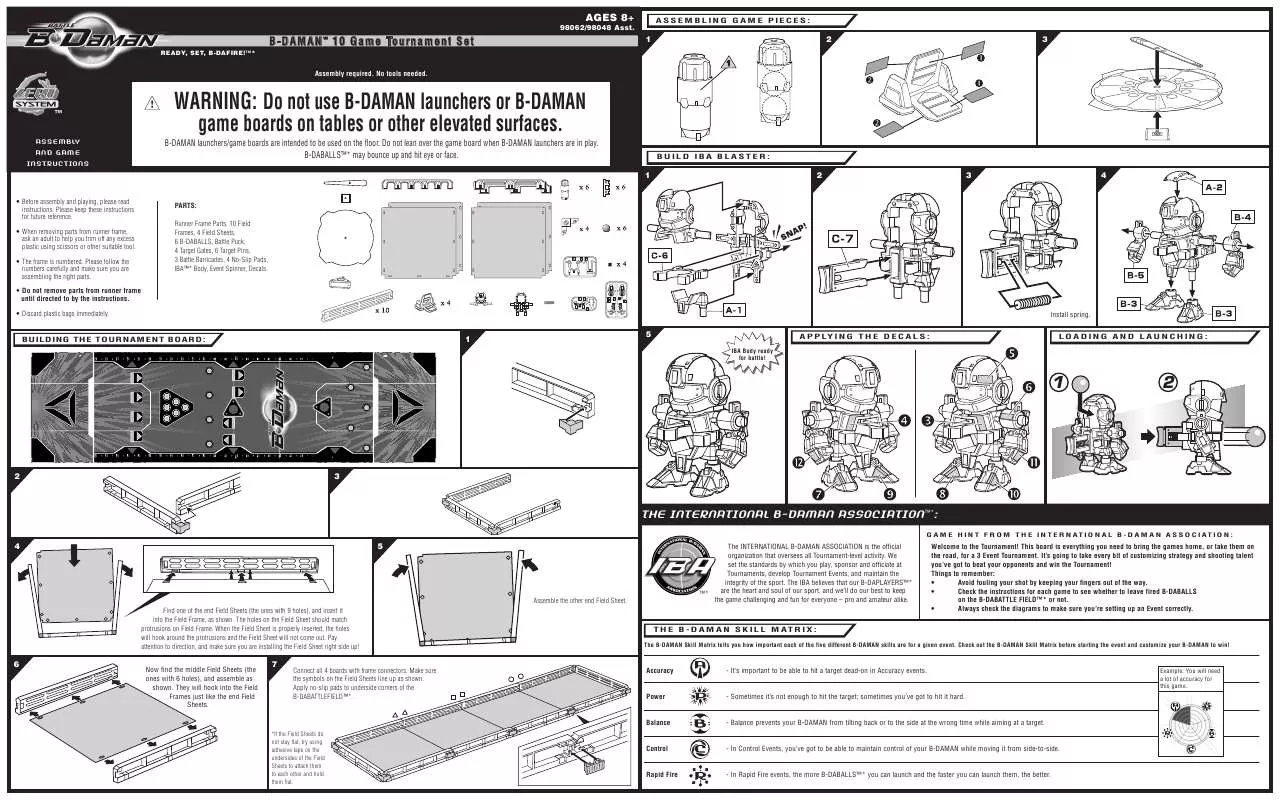 Mode d'emploi HASBRO B-DAMAN 10 GAME TOURNAMENT SET