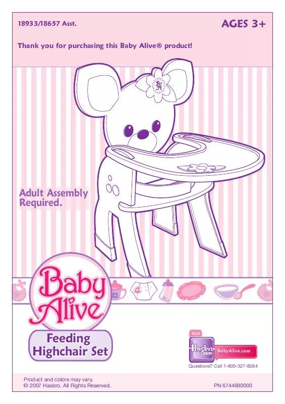 Mode d'emploi HASBRO BABY ALIVE FEEDING HIGH CHAIR SET