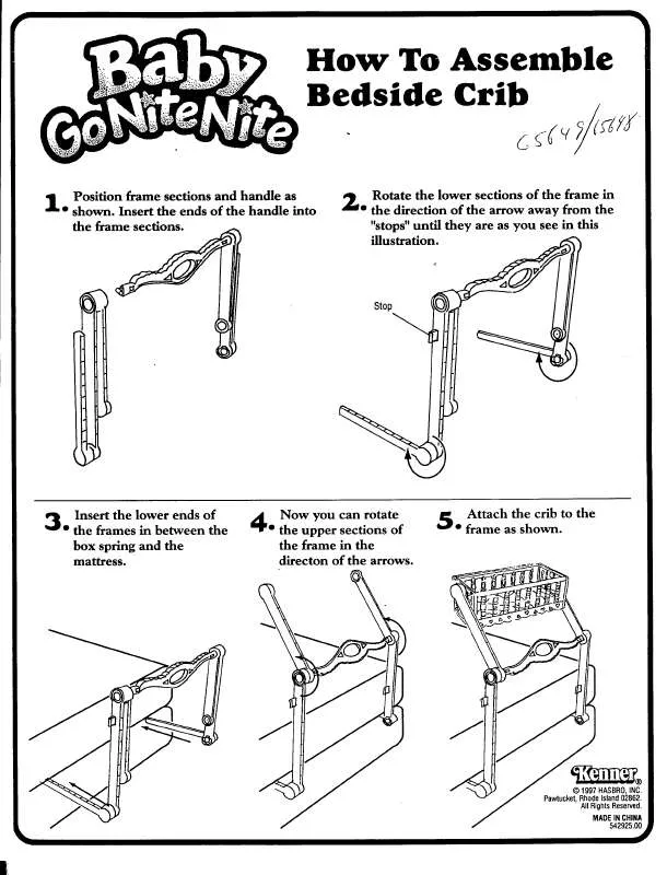 Mode d'emploi HASBRO BABY GO NITE NITE BEDSIDE CRIB ASSEMBLY