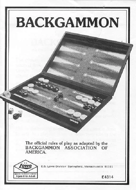 Mode d'emploi HASBRO BACKGAMMON 1976