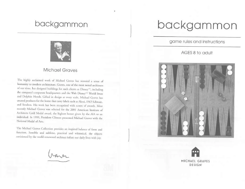 Mode d'emploi HASBRO BACKGAMMON MICHAEL GRAVES DESIGN 2002