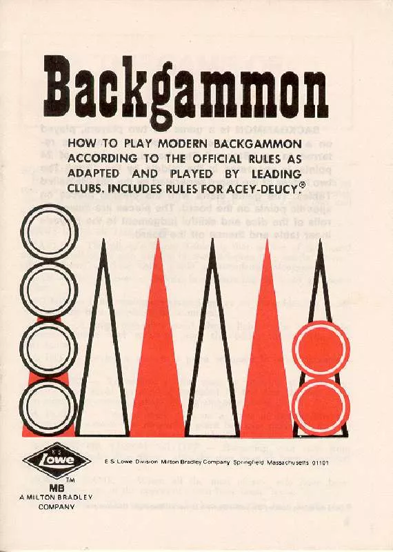 Mode d'emploi HASBRO BACKGAMMON