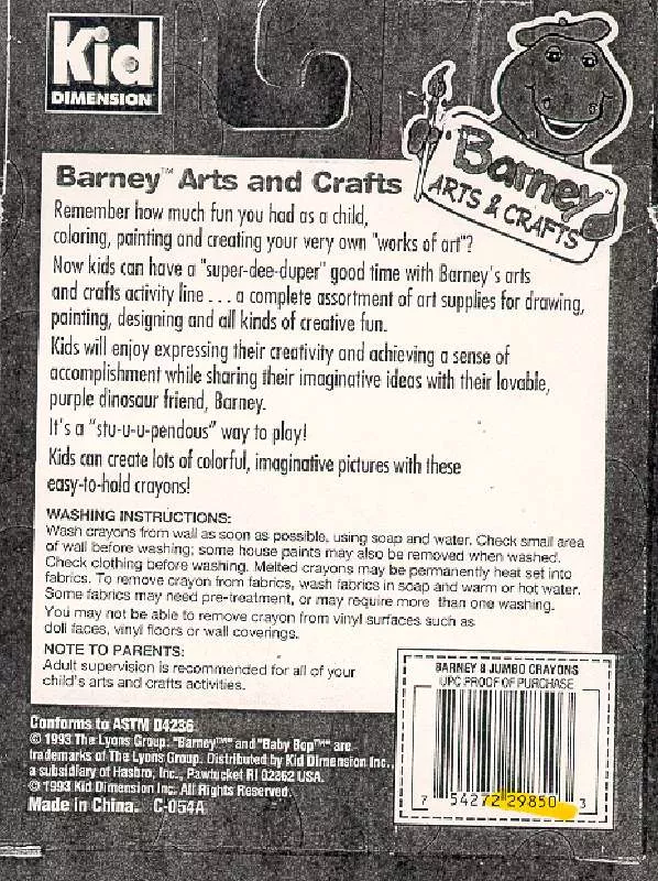 Mode d'emploi HASBRO BARNEY ARTS AMP CRAFTS