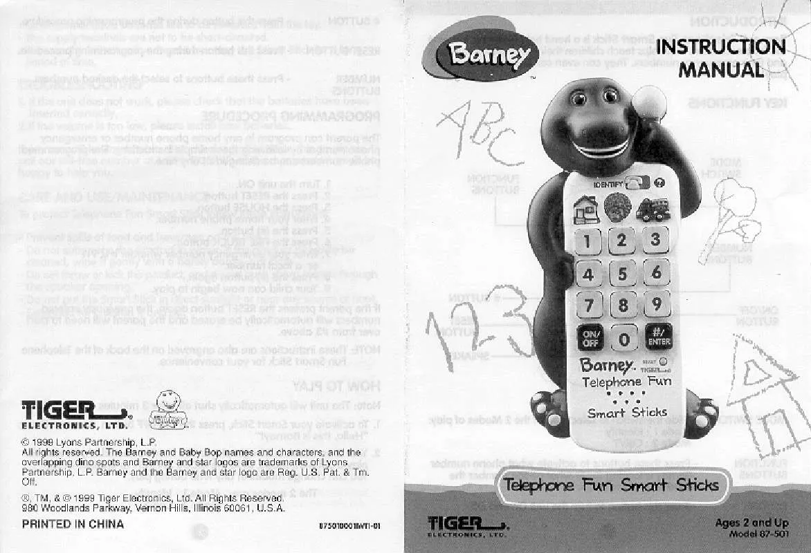 Mode d'emploi HASBRO BARNEY TELEPHONE FUN SMART STICKS