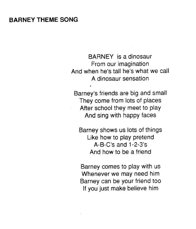 Mode d'emploi HASBRO BARNEY THEME SONG