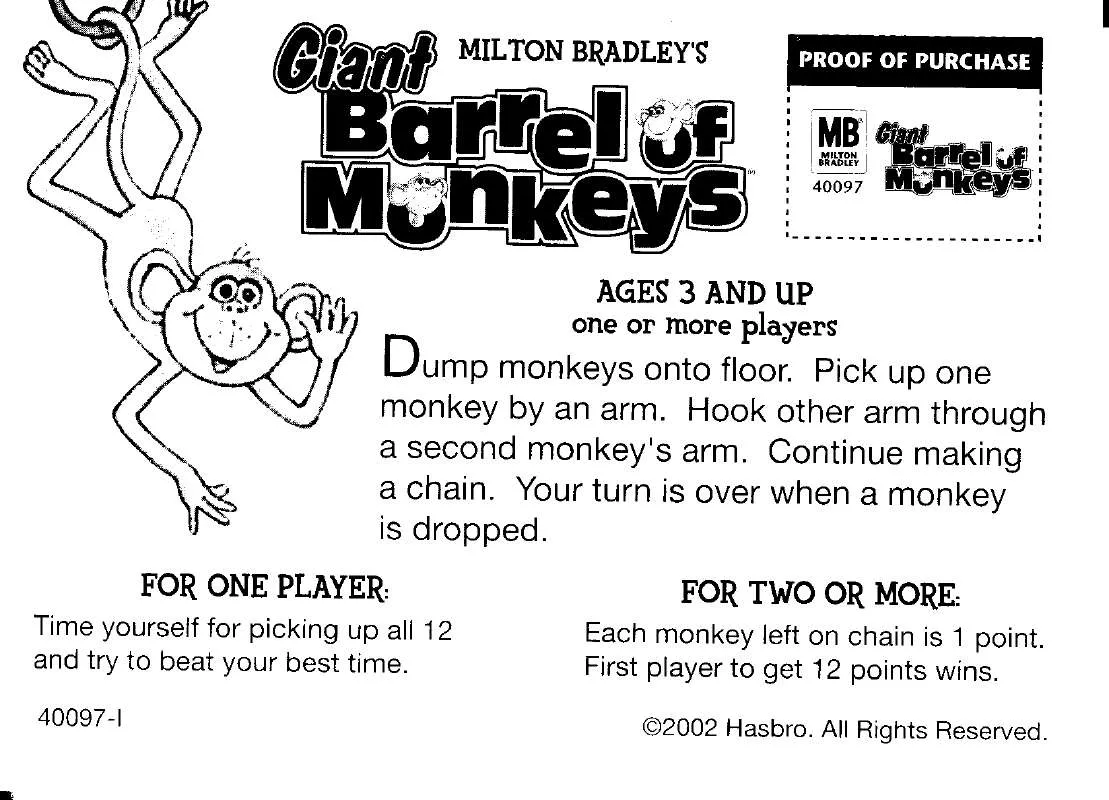 Mode d'emploi HASBRO BARREL OF MONKEYS GIANT