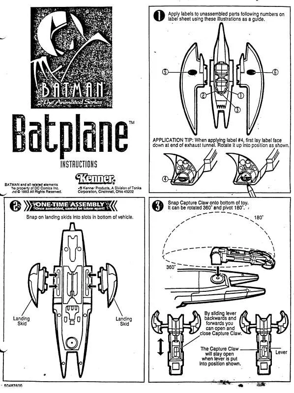 Mode d'emploi HASBRO BATMAN ANIMATED BATPLANE