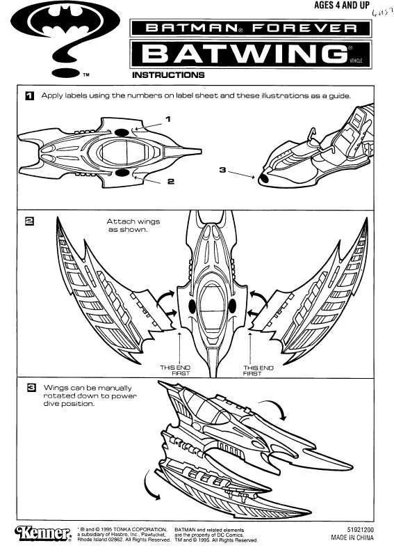 Mode d'emploi HASBRO BATMAN FOREVER BATWING