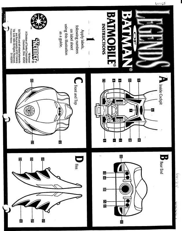 Mode d'emploi HASBRO BATMAN-LEGENDS OF BATMAN-BATMOBILE