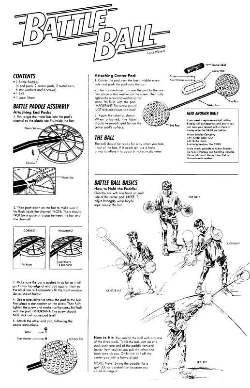 Mode d'emploi HASBRO BATTLE BALL 1989