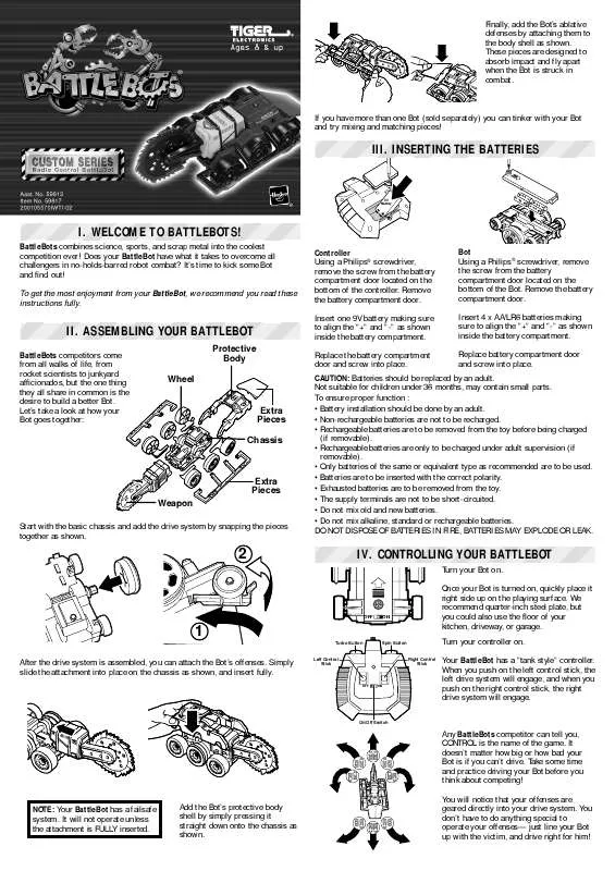 Mode d'emploi HASBRO BATTLEBOTS CUSTOM MINON RADIO CONTROL