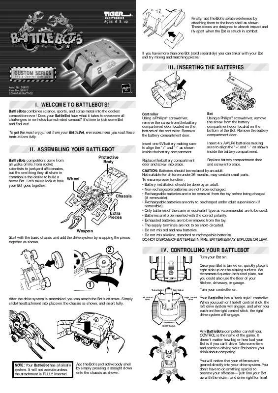 Mode d'emploi HASBRO BATTLEBOTS CUSTOM VLAD RADIO CONTROL