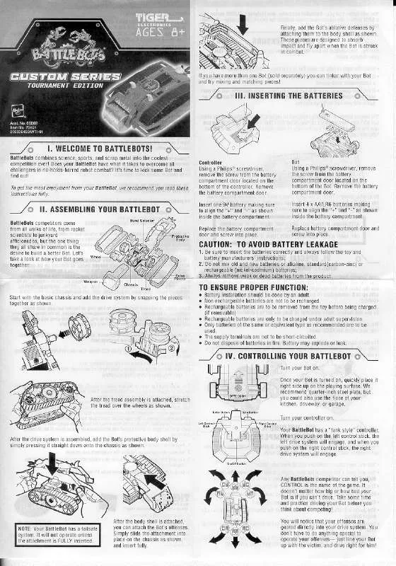 Mode d'emploi HASBRO BATTLEBOTS DIABLO RC CUSTOM TOURNAMENT EDITION