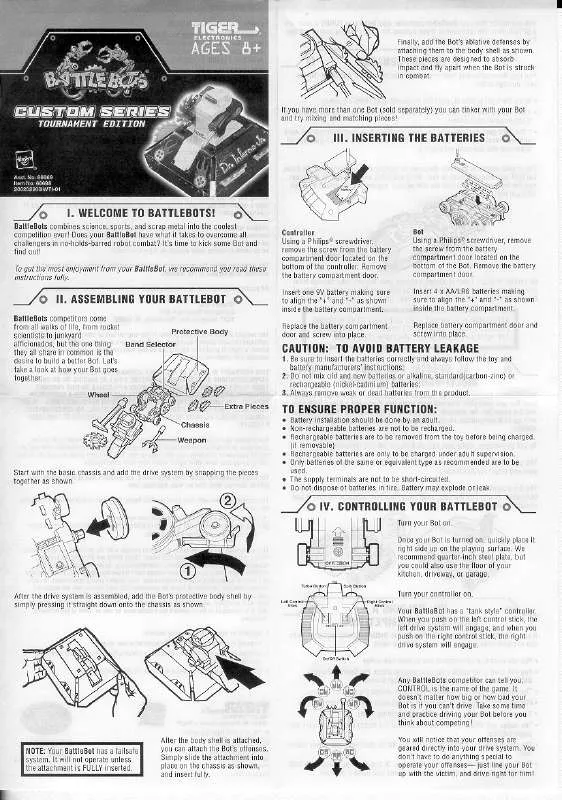 Mode d'emploi HASBRO BATTLEBOTS DR. INFERNO JR RC CUSTOM TOURNAMENT EDITION