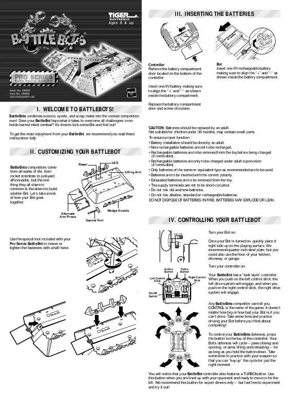 Mode d'emploi HASBRO BATTLEBOTS PRO BIOHAZARD