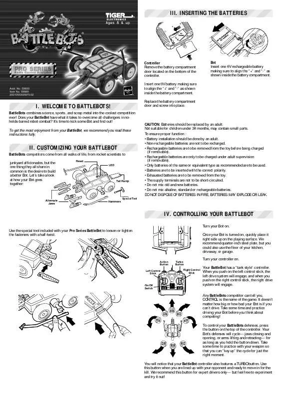 Mode d'emploi HASBRO BATTLEBOTS PRO DIESECTOR