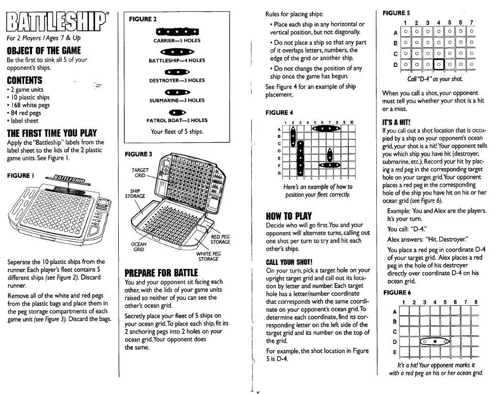 Mode d'emploi HASBRO BATTLESHIP 2002