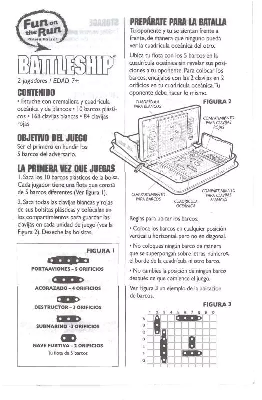 Mode d'emploi HASBRO BATTLESHIP FOLIO SPANISH