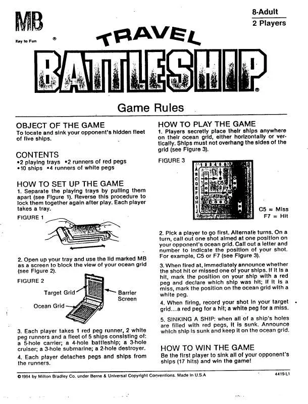 Mode d'emploi HASBRO BATTLESHIP TRAVEL