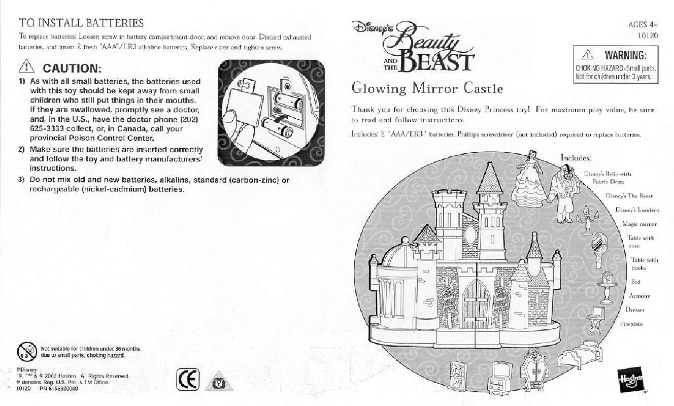 Mode d'emploi HASBRO BEAUTY AND THE BEAST GLOWING MIRROR CASTLE