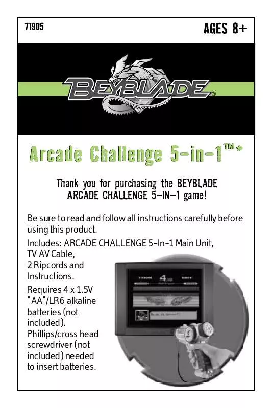 Mode d'emploi HASBRO BEYBLADE ARCADE CHALLENGE 5-IN-1