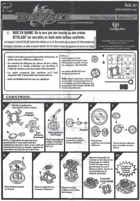 Mode d'emploi HASBRO BEYBLADE AUTO CHANGE BALANCER FRENCH