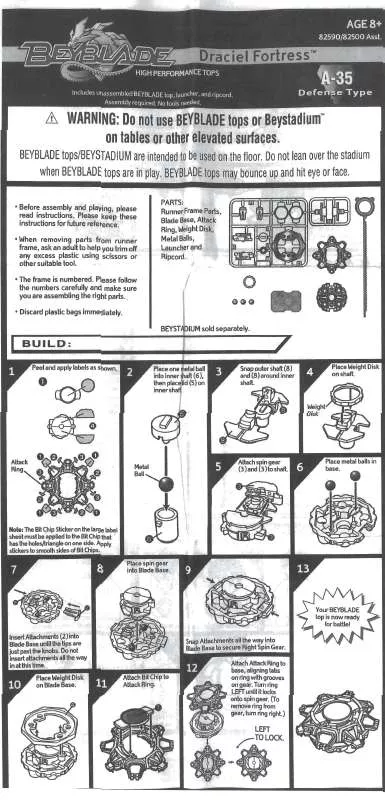 Mode d'emploi HASBRO BEYBLADE DRACIEL FORTRESS