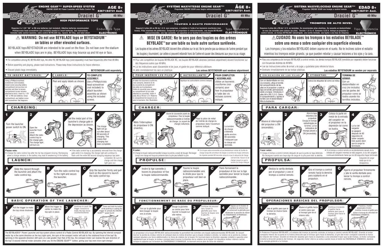 Mode d'emploi HASBRO BEYBLADE DRACIEL G 49MHZ 82671