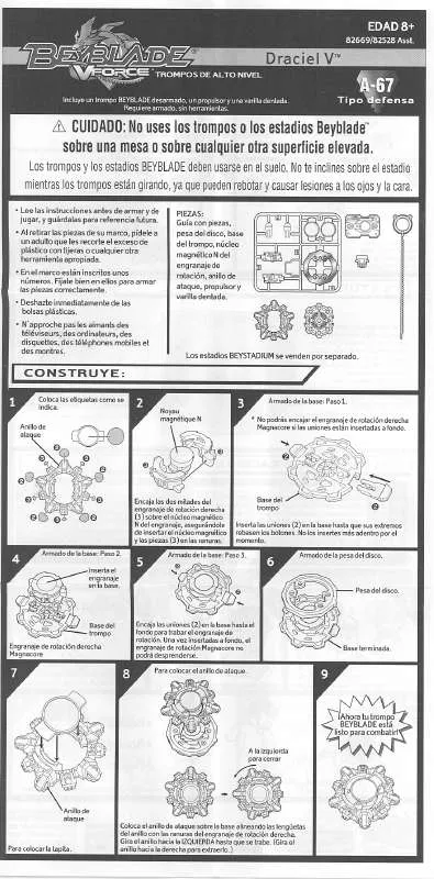 Mode d'emploi HASBRO BEYBLADE DRACIEL V VFORCE SPANISH