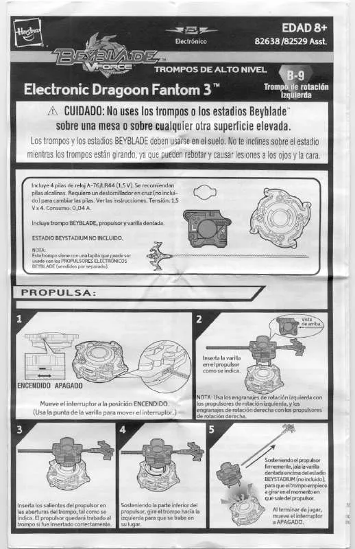 Mode d'emploi HASBRO BEYBLADE DRAGOON FANTOM 3 ELECTRONICO SPANISH