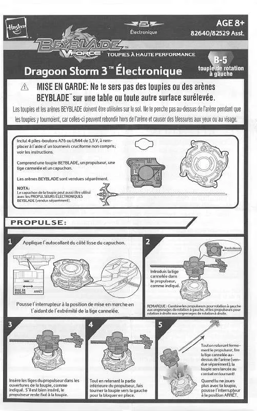 Mode d'emploi HASBRO BEYBLADE DRAGOON STORM 3 ELECTRONIQUE FRENCH