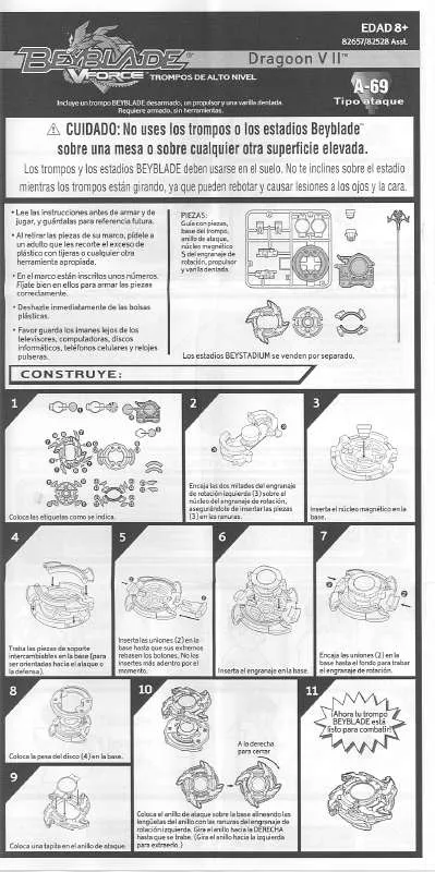 Mode d'emploi HASBRO BEYBLADE DRAGOON V II VFORCE SPANISH